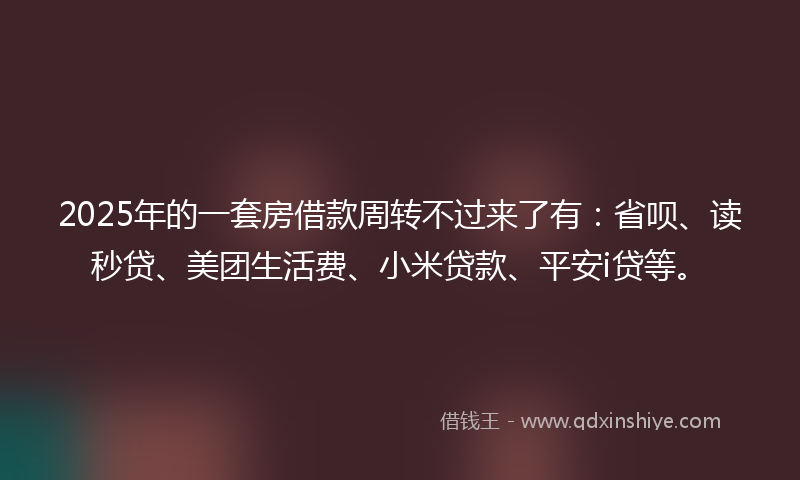 2025年的一套房借款周转不过来了有：省呗、读秒贷、美团生活费、小米贷款、平安i贷等。