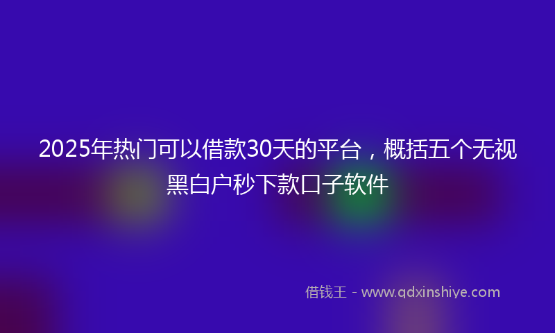 2025年热门可以借款30天的平台，概括五个无视黑白户秒下款口子软件