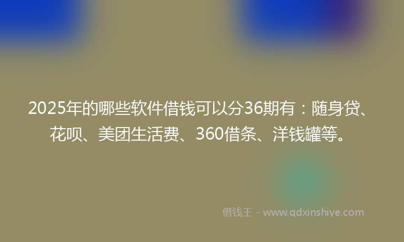 2025年的哪些软件借钱可以分36期有：随身贷、花呗、美团生活费、360借条、洋钱罐等。