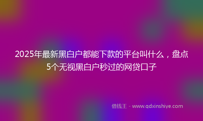 2025年最新黑白户都能下款的平台叫什么，盘点5个无视黑白户秒过的网贷口子