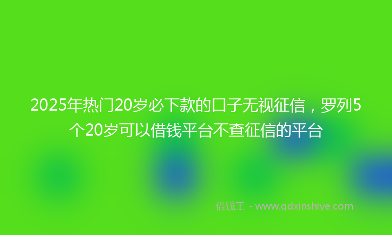 2025年热门20岁必下款的口子无视征信，罗列5个20岁可以借钱平台不查征信的平台
