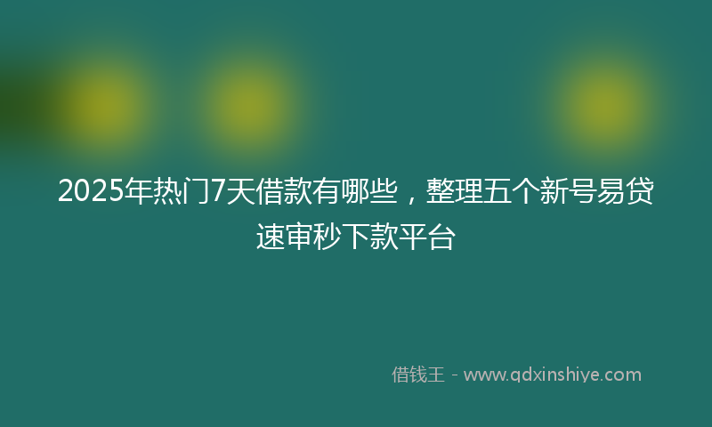 2025年热门7天借款有哪些，整理五个新号易贷速审秒下款平台
