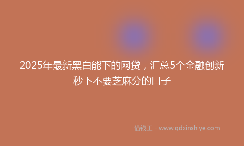 2025年最新黑白能下的网贷，汇总5个金融创新秒下不要芝麻分的口子