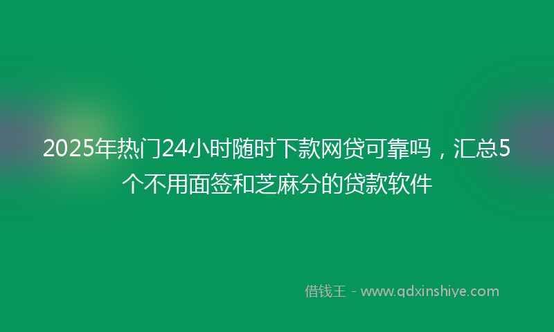 2025年热门24小时随时下款网贷可靠吗，汇总5个不用面签和芝麻分的贷款软件