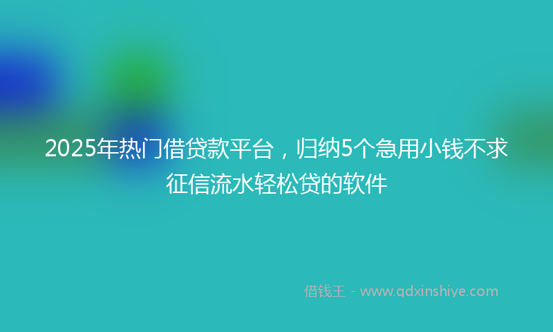 2025年热门借贷款平台，归纳5个急用小钱不求征信流水轻松贷的软件