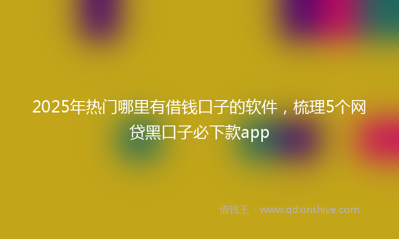 2025年热门哪里有借钱口子的软件，梳理5个网贷黑口子必下款app