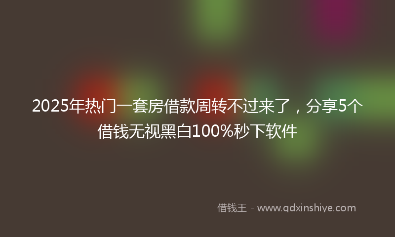 2025年热门一套房借款周转不过来了，分享5个借钱无视黑白100%秒下软件