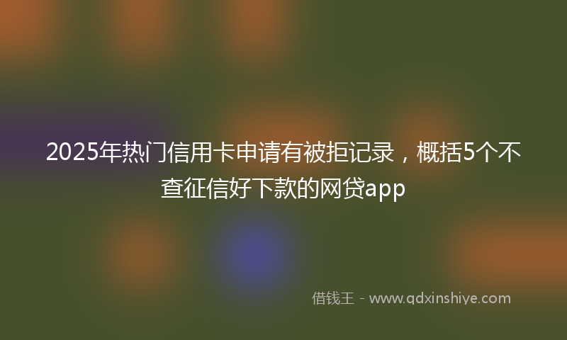 2025年热门信用卡申请有被拒记录，概括5个不查征信好下款的网贷app