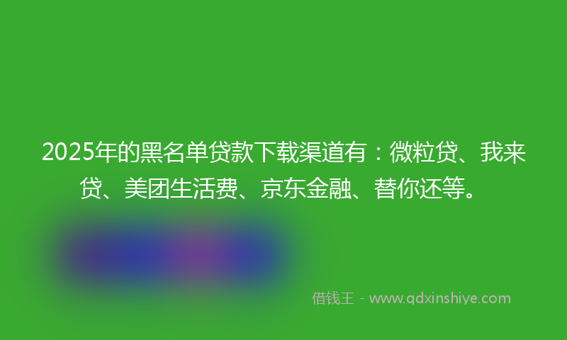 2025年的黑名单贷款下载渠道有：微粒贷、我来贷、美团生活费、京东金融、替你还等。
