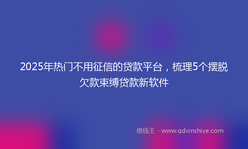 2025年热门不用征信的贷款平台，梳理5个摆脱欠款束缚贷款新软件