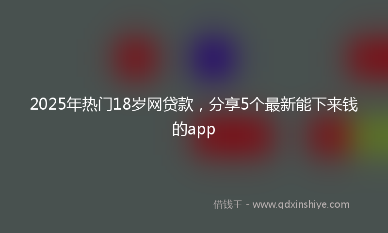 2025年热门18岁网贷款，分享5个最新能下来钱的app