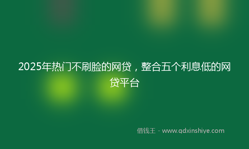 2025年热门不刷脸的网贷，整合五个利息低的网贷平台