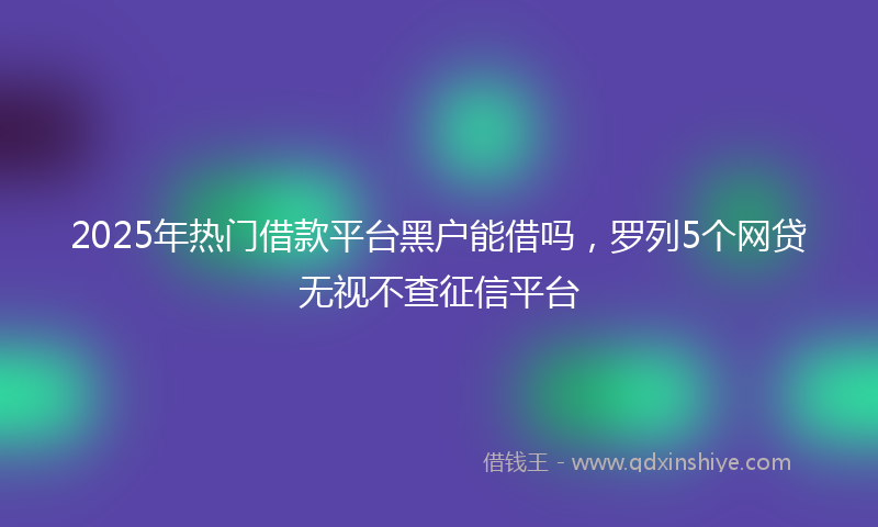 2025年热门借款平台黑户能借吗，罗列5个网贷无视不查征信平台