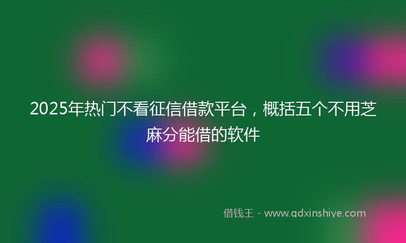 2025年热门不看征信借款平台，概括五个不用芝麻分能借的软件