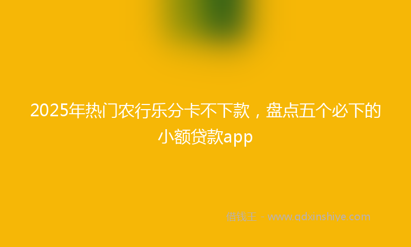 2025年热门农行乐分卡不下款，盘点五个必下的小额贷款app