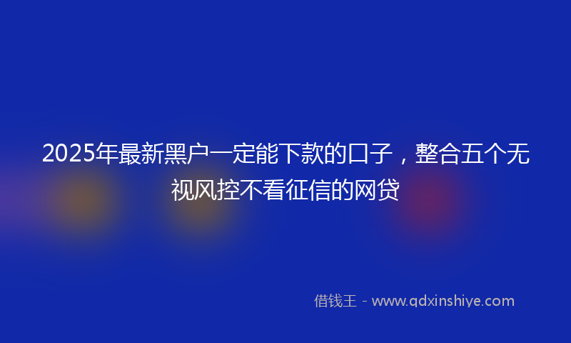 2025年最新黑户一定能下款的口子，整合五个无视风控不看征信的网贷