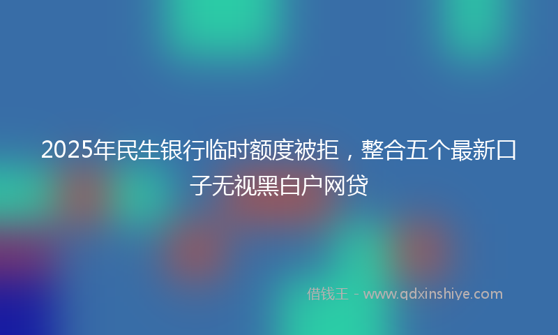 2025年民生银行临时额度被拒，整合五个最新口子无视黑白户网贷