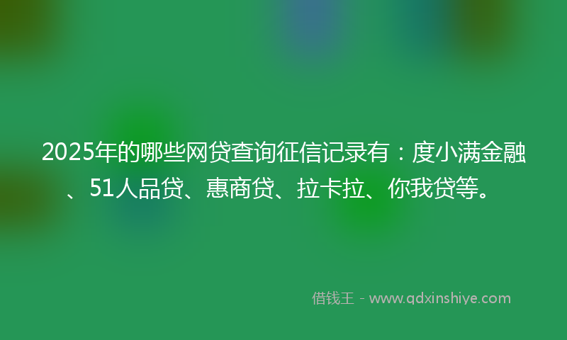 2025年的哪些网贷查询征信记录有：度小满金融、51人品贷、惠商贷、拉卡拉、你我贷等。
