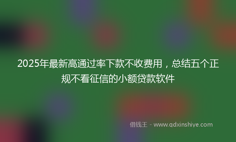 2025年最新高通过率下款不收费用，总结五个正规不看征信的小额贷款软件