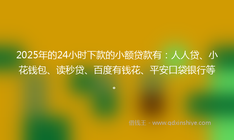 2025年的24小时下款的小额贷款有：人人贷、小花钱包、读秒贷、百度有钱花、平安口袋银行等。