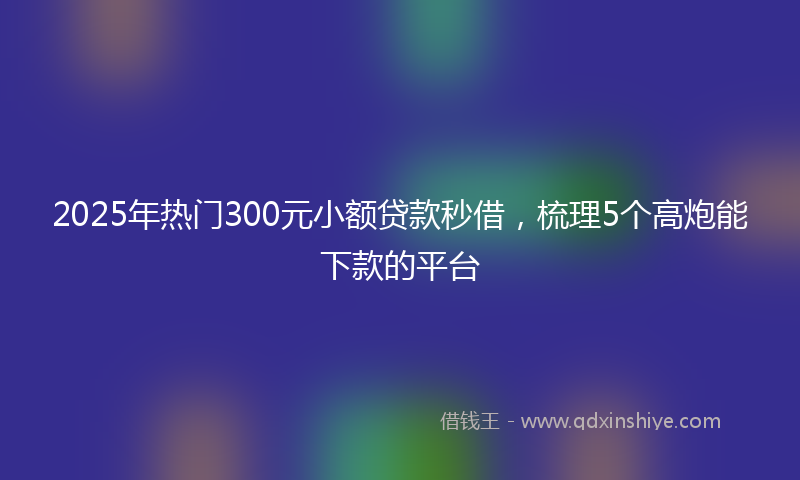 2025年热门300元小额贷款秒借，梳理5个高炮能下款的平台