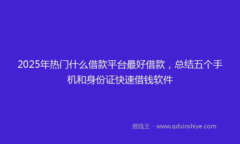 2025年热门什么借款平台最好借款，总结五个手机和身份证快速借钱软件