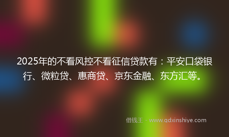 2025年的不看风控不看征信贷款有：平安口袋银行、微粒贷、惠商贷、京东金融、东方汇等。