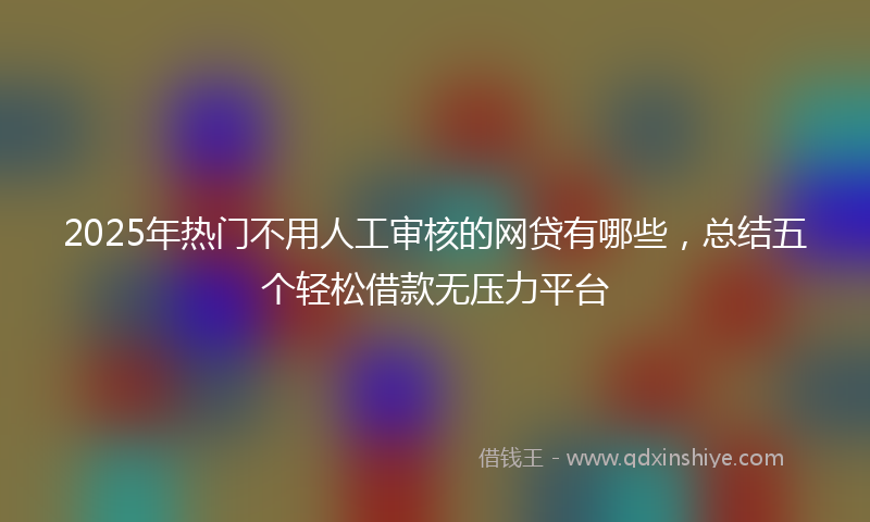 2025年热门不用人工审核的网贷有哪些，总结五个轻松借款无压力平台