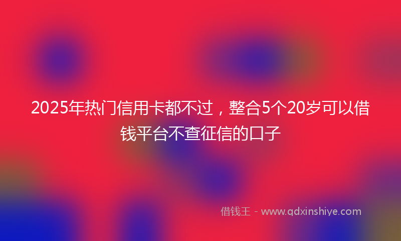 2025年热门信用卡都不过,整合5个20岁可以借钱平台不查征信的口子