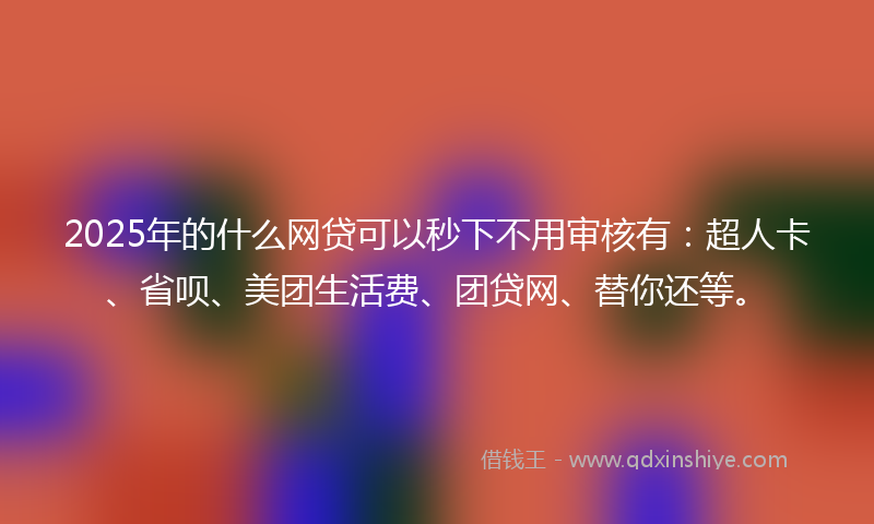 2025年的什么网贷可以秒下不用审核有：超人卡、省呗、美团生活费、团贷网、替你还等。