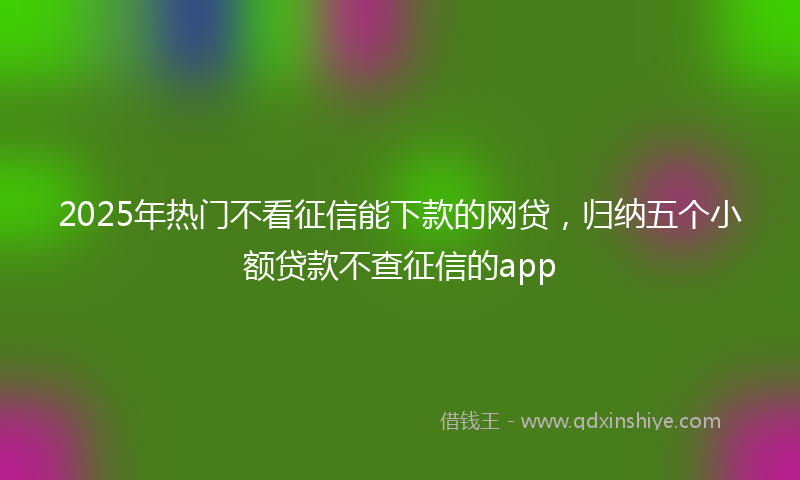 2025年热门不看征信能下款的网贷，归纳五个小额贷款不查征信的app
