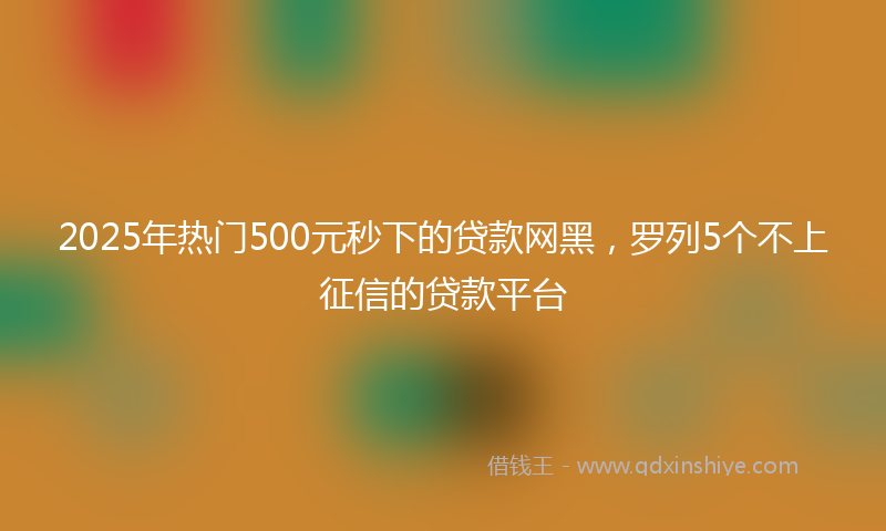 2025年热门500元秒下的贷款网黑，罗列5个不上征信的贷款平台