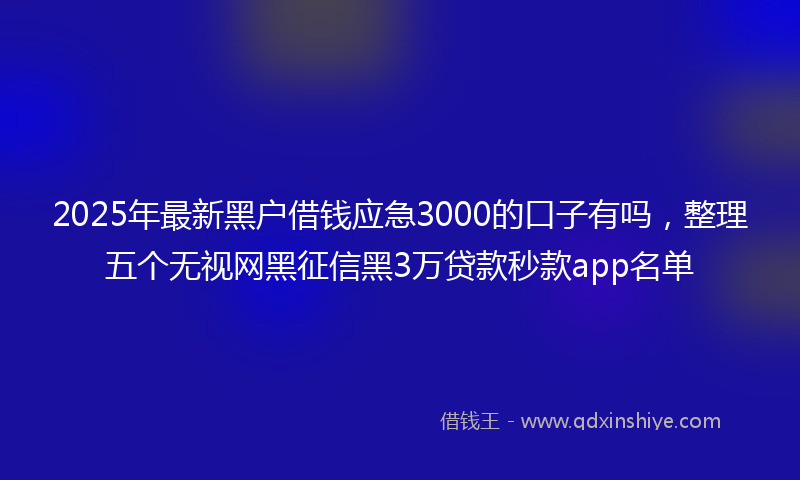 2025年最新黑户借钱应急3000的口子有吗，整理五个无视网黑征信黑3万贷款秒款app名单
