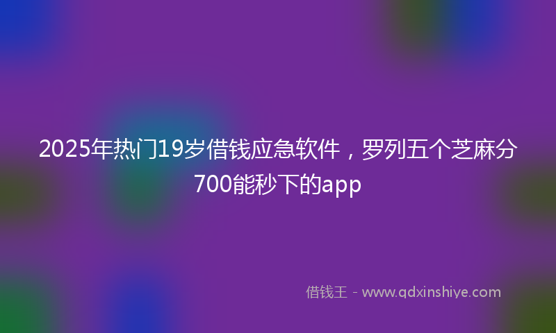 2025年热门19岁借钱应急软件，罗列五个芝麻分700能秒下的app