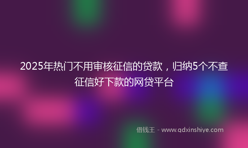 2025年热门不用审核征信的贷款，归纳5个不查征信好下款的网贷平台