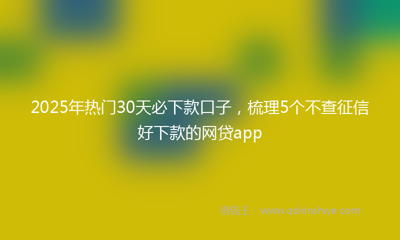 2025年热门30天必下款口子，梳理5个不查征信好下款的网贷app