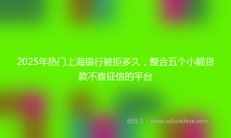 2025年热门上海银行被拒多久，整合五个小额贷款不查征信的平台