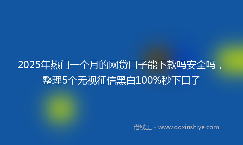 2025年热门一个月的网贷口子能下款吗安全吗，整理5个无视征信黑白100%秒下口子