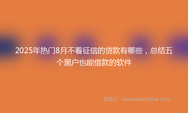 2025年热门8月不看征信的贷款有哪些，总结五个黑户也能借款的软件