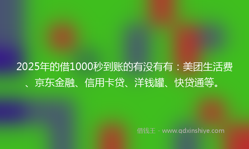 2025年的借1000秒到账的有没有有：美团生活费、京东金融、信用卡贷、洋钱罐、快贷通等。