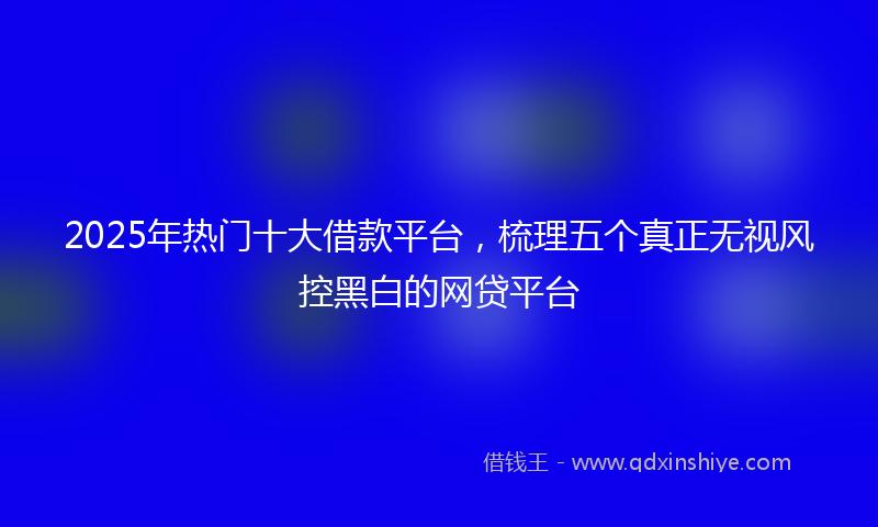 2025年热门十大借款平台，梳理五个真正无视风控黑白的网贷平台