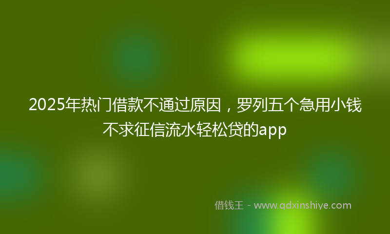 2025年热门借款不通过原因，罗列五个急用小钱不求征信流水轻松贷的app