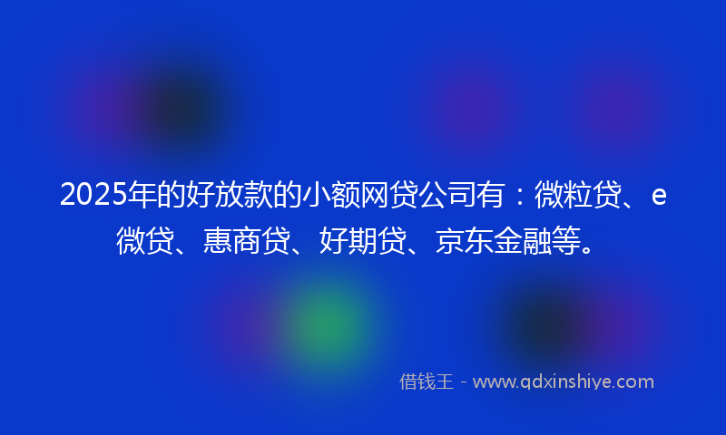 2025年的好放款的小额网贷公司有：微粒贷、e微贷、惠商贷、好期贷、京东金融等。