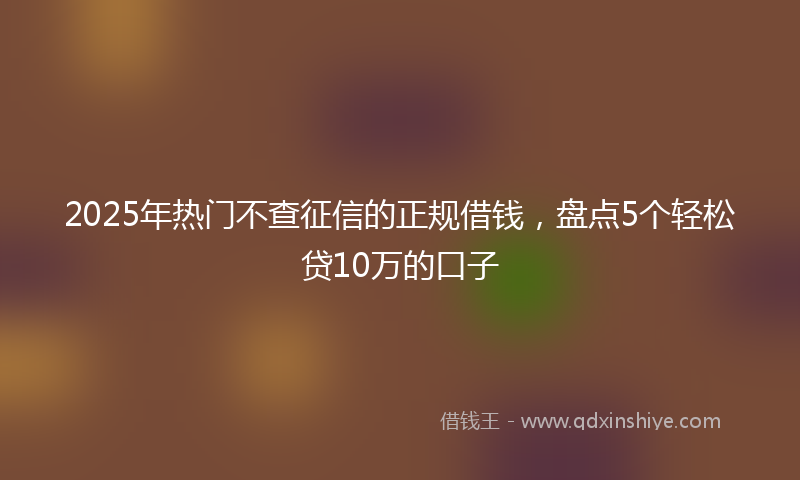 2025年热门不查征信的正规借钱，盘点5个轻松贷10万的口子