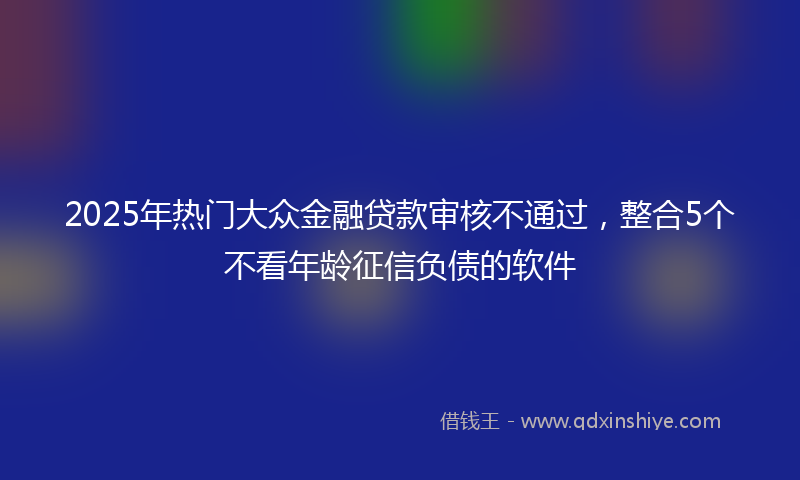 2025年热门大众金融贷款审核不通过，整合5个不看年龄征信负债的软件
