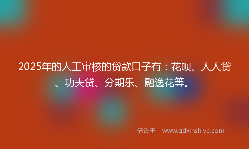 2025年的人工审核的贷款口子有：花呗、人人贷、功夫贷、分期乐、融逸花等。