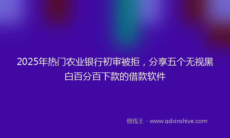 2025年热门农业银行初审被拒，分享五个无视黑白百分百下款的借款软件