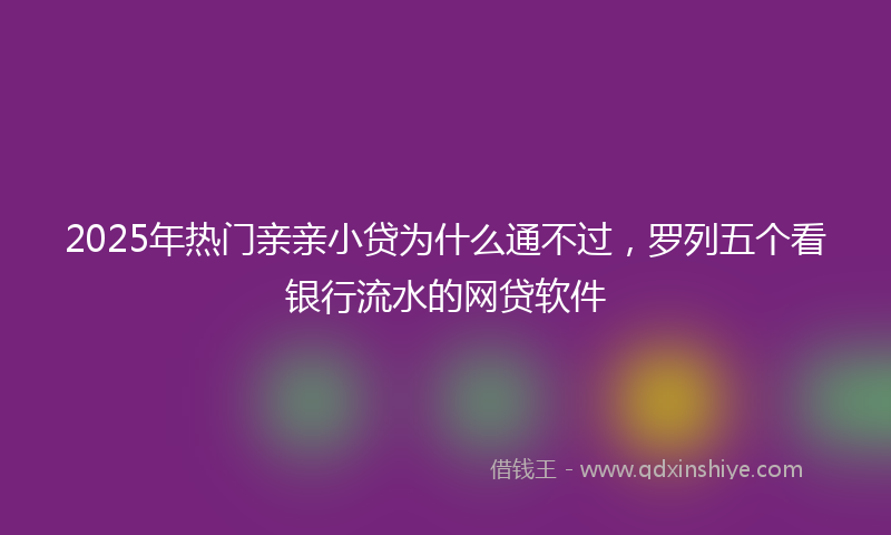 2025年热门亲亲小贷为什么通不过，罗列五个看银行流水的网贷软件