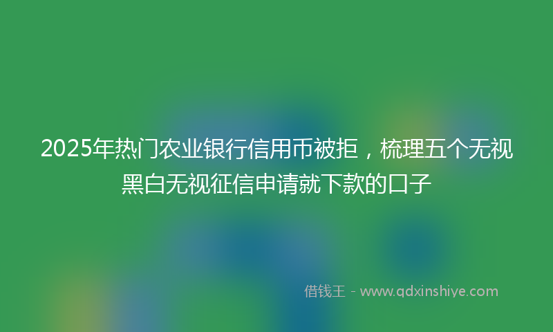 2025年热门农业银行信用币被拒，梳理五个无视黑白无视征信申请就下款的口子
