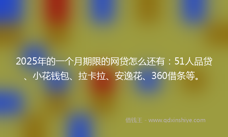 2025年的一个月期限的网贷怎么还有：51人品贷、小花钱包、拉卡拉、安逸花、360借条等。